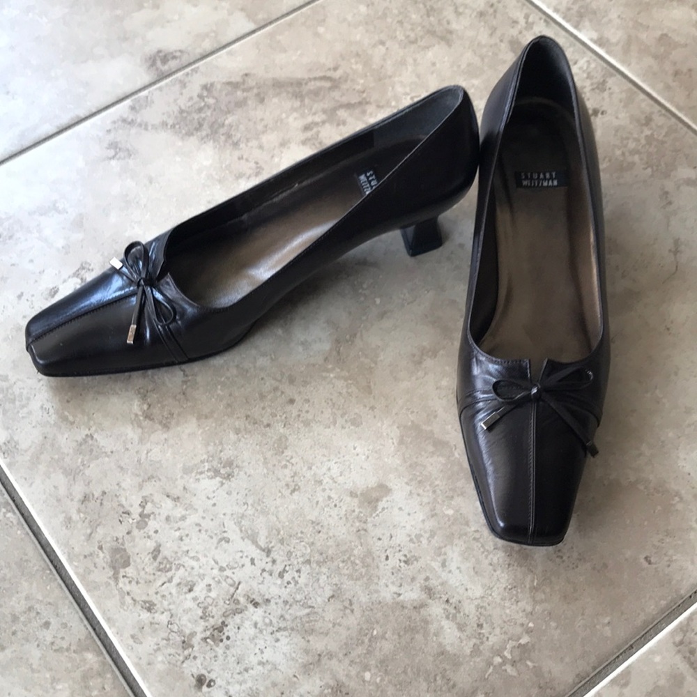 Stuart Weitzman Brown Leather Kitten Heels Shoes Size 7.5